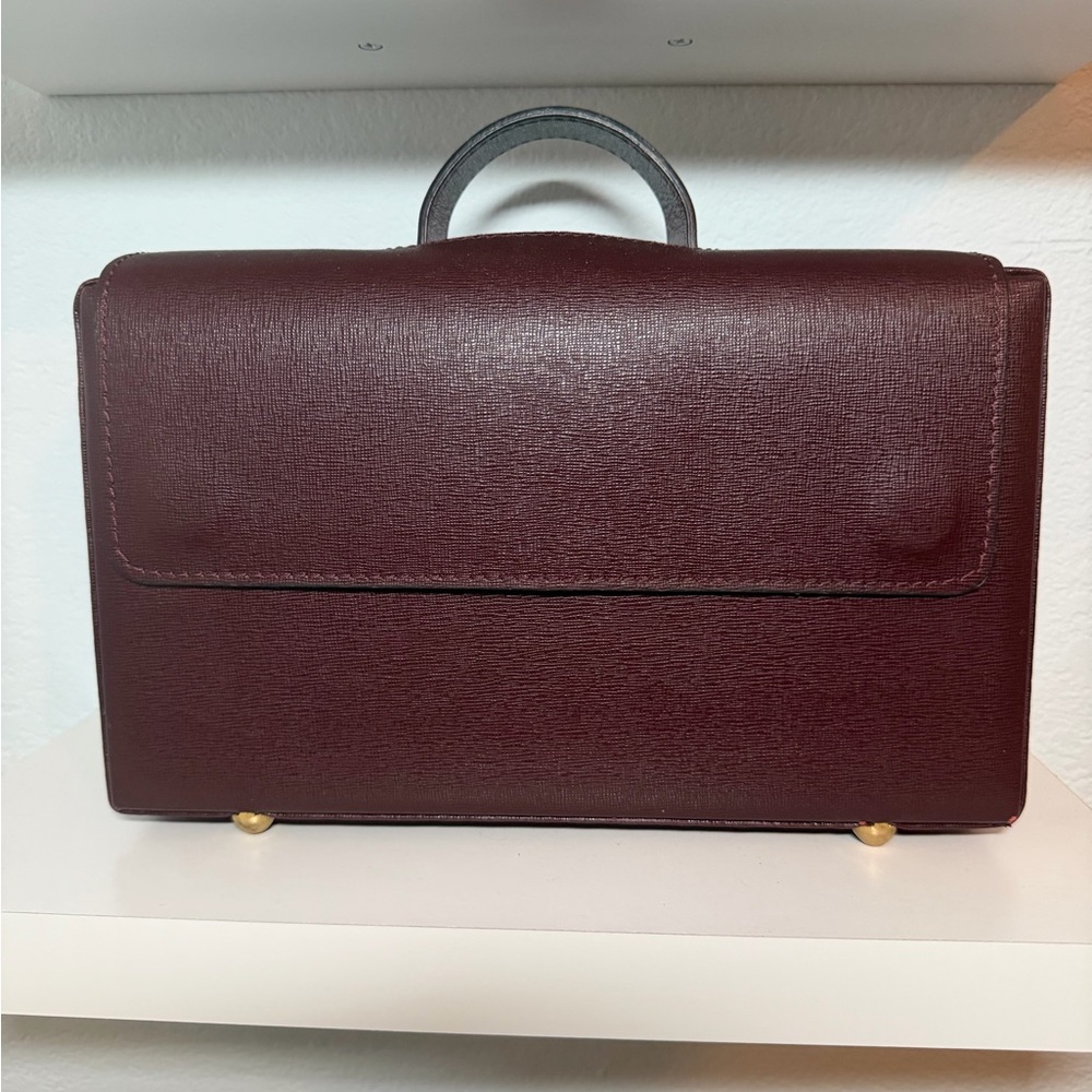 Elegant Burgundy Leather Handbag Made in Italy